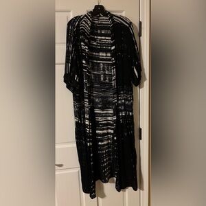 NIC+ZOE Navy and White Patterned Duster